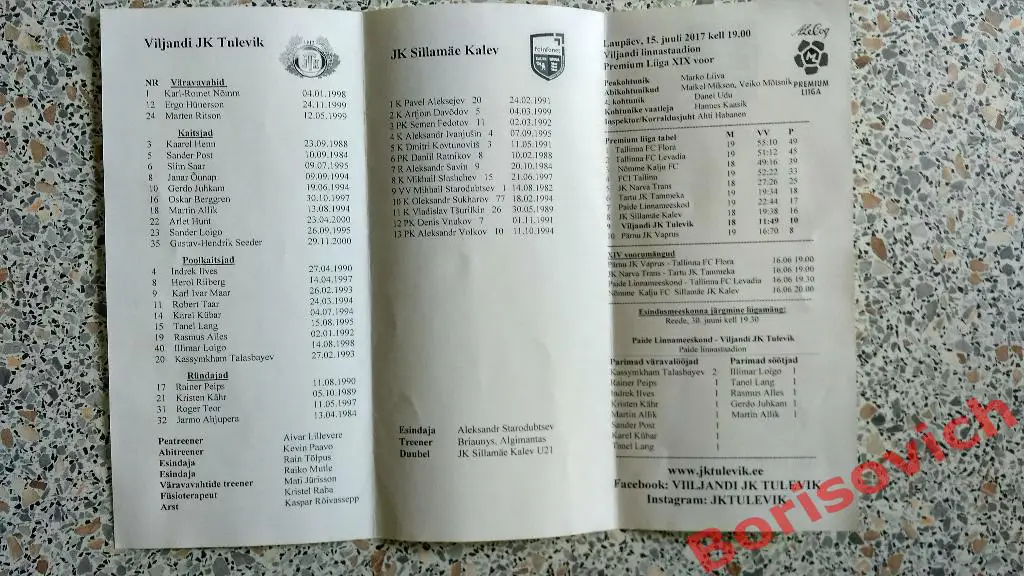 ФК Тулевик Вильянди - ФК Калев Силламяэ 15-07-2017