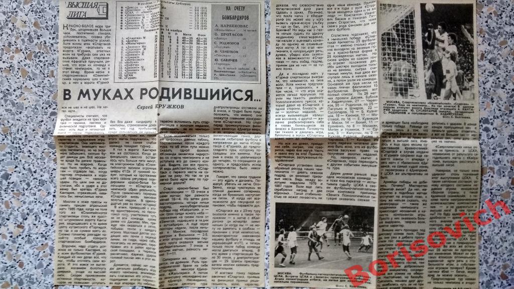 ФК Спартак Москва - Гурия Ланчхути 10-11-1987 Отчёт о матче