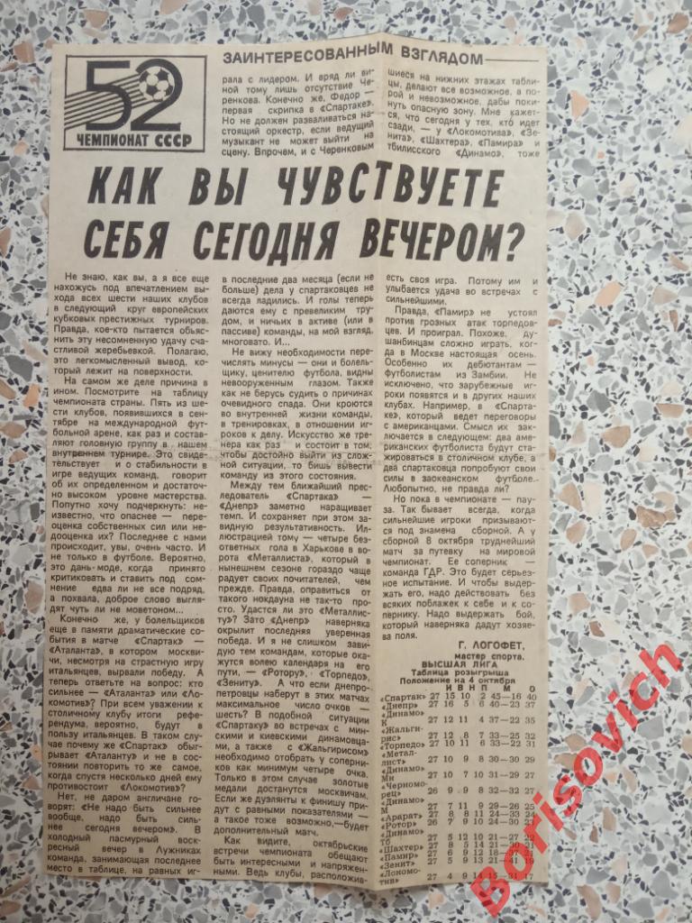 Спартак Москва - Аталанта Бергамо 1989 Как вы чувствуете себя сегодня вечером?