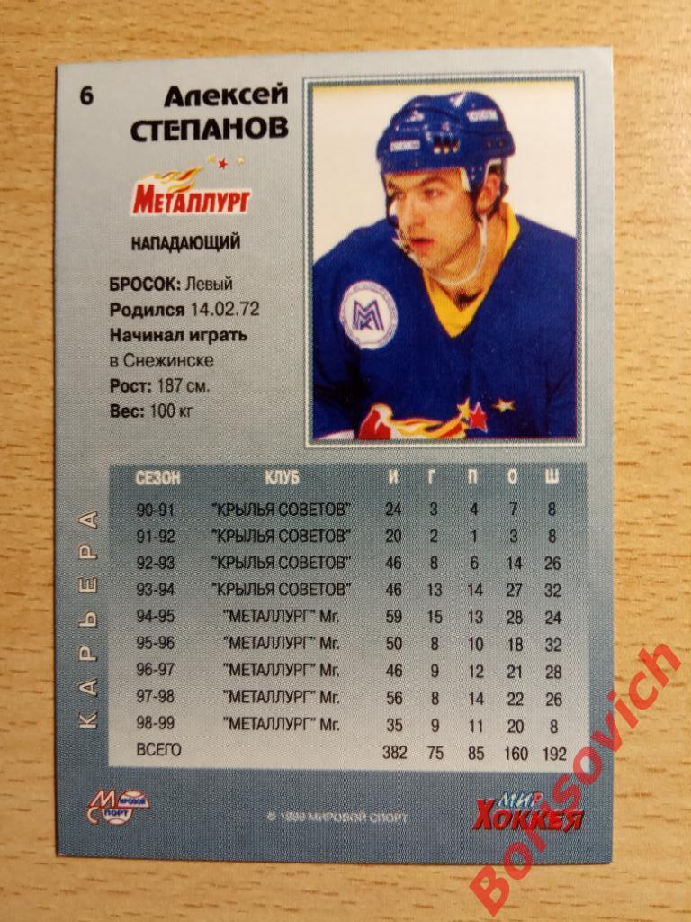 Алексей Степанов Металлург Магнитогорск Мировой спорт N 6 1999-2000 1