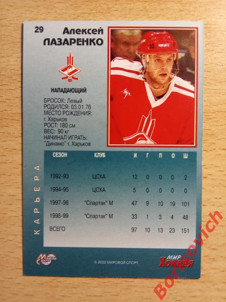 Алексей Лазаренко Спартак Москва Мировой спорт N 29 1999-2000 1