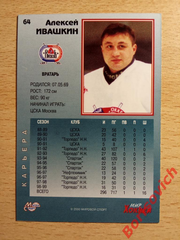 Алексей Ивашкин Витязь Подольск Мировой спорт N 64 1999-2000 1