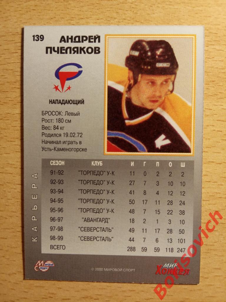 Андрей Пчеляков Северсталь Череповец Мировой спорт N 139 1999-2000 1