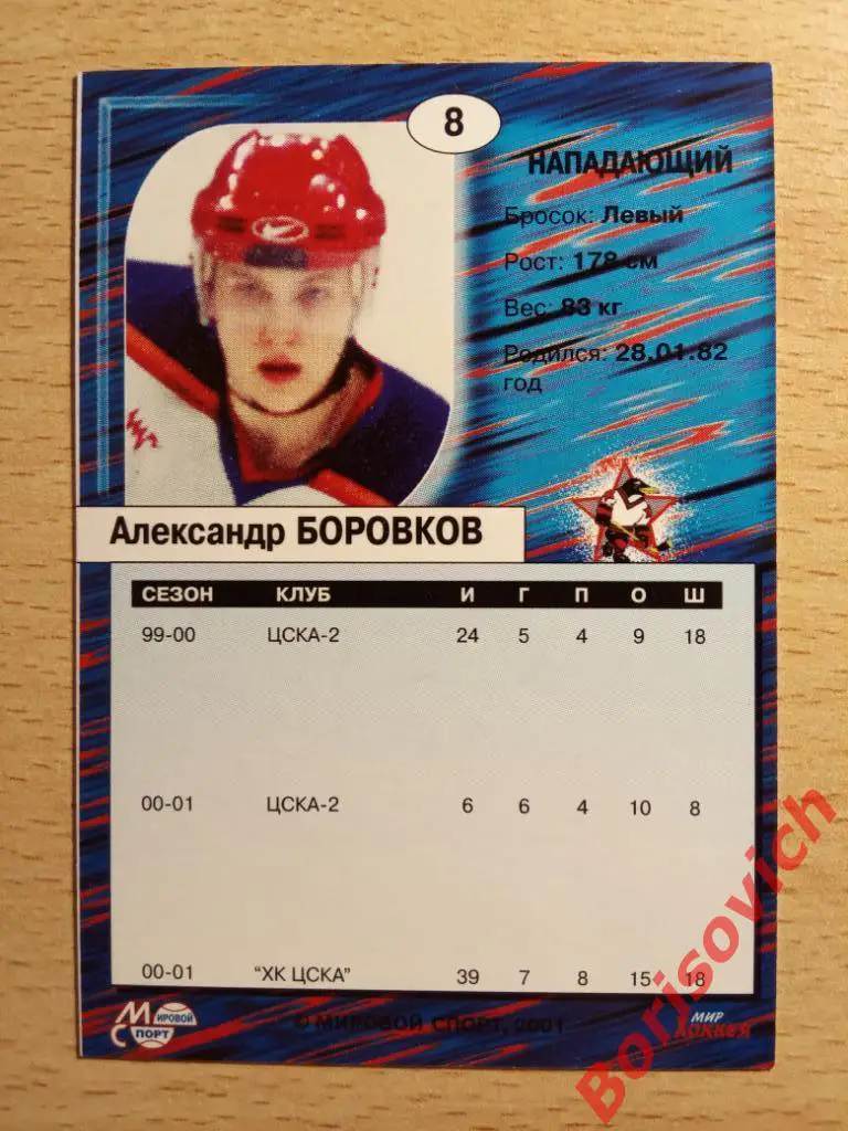 Александр Боровков ХК ЦСКА Москва Мировой спорт N 8 2001-2002 1