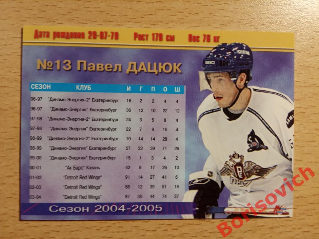 Павел Дацюк Динамо Москва Мировой спорт N DM 13 2004-2005 1