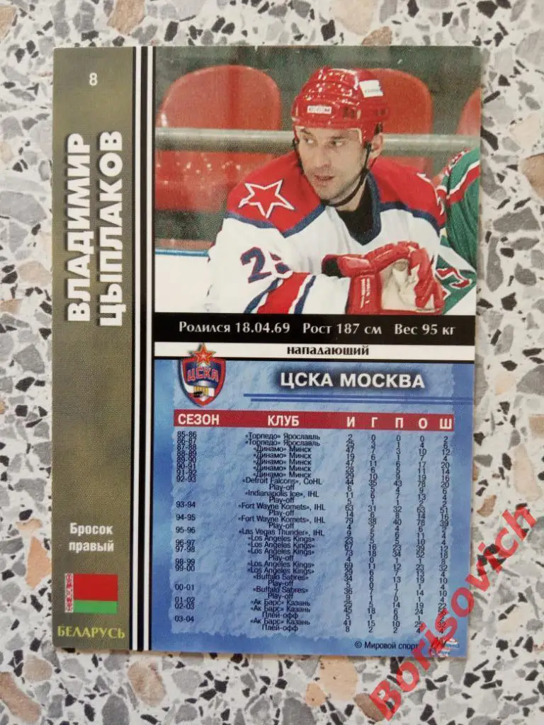 Владимир Цыплаков ЦСКА Москва Мировой спорт Российский хоккей N L 8 2004-2005 1