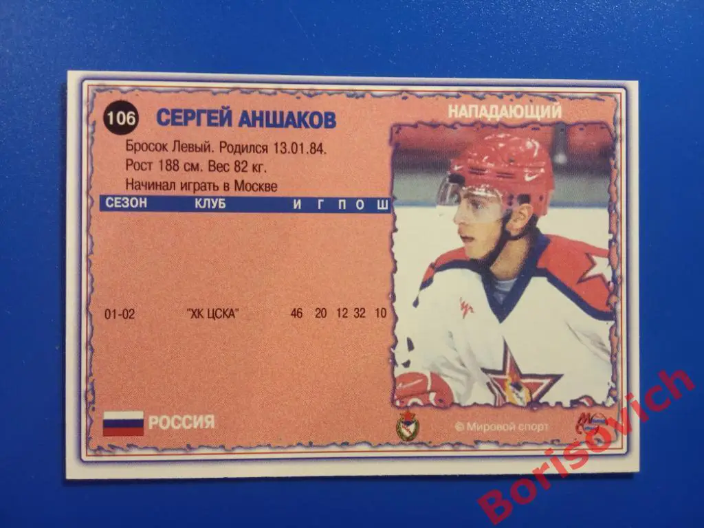 Сергей Аншаков ЦСКА Москва Мировой спорт N 106 2002-2003 1