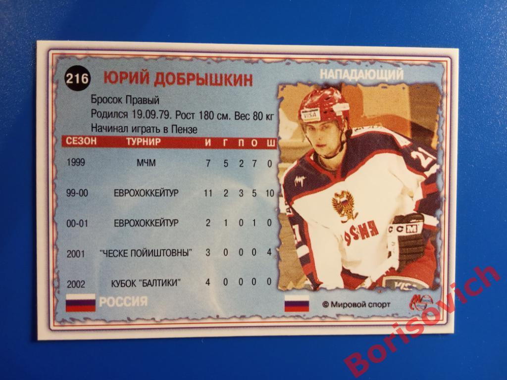 Юрий Добрышкин Россия Мировой спорт N 216 2002-2003 1