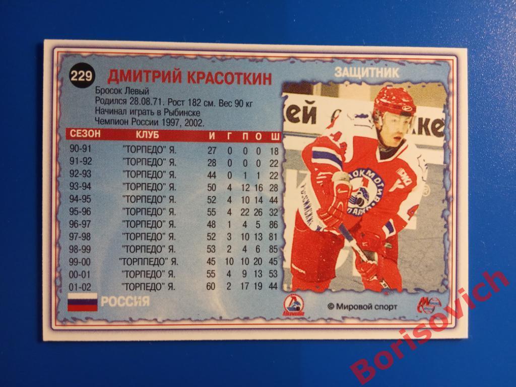 Дмитрий Красоткин Локомотив Ярославль Мировой спорт N 229 2002-2003 1