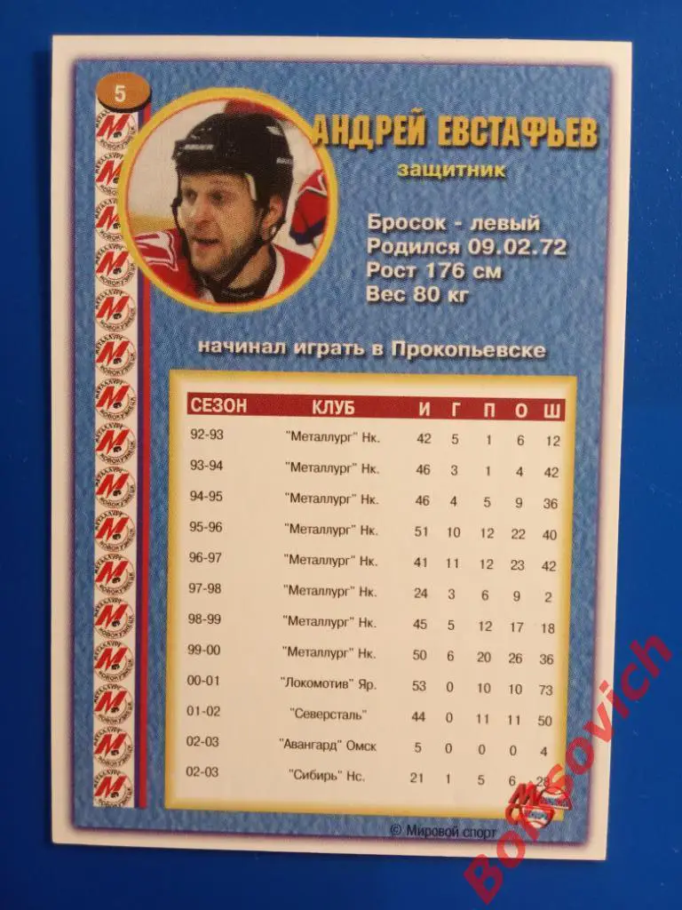 Андрей Евстафьев Металлург Новокузнецк Россия Суперлига 2003-2004 N 5 1