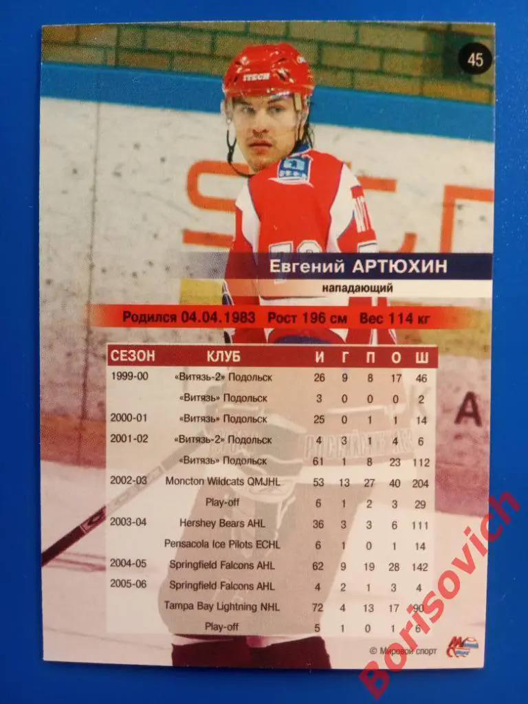 Евгений Артюхин Локомотив Ярославль Сезон 2006-2007 N 45 1