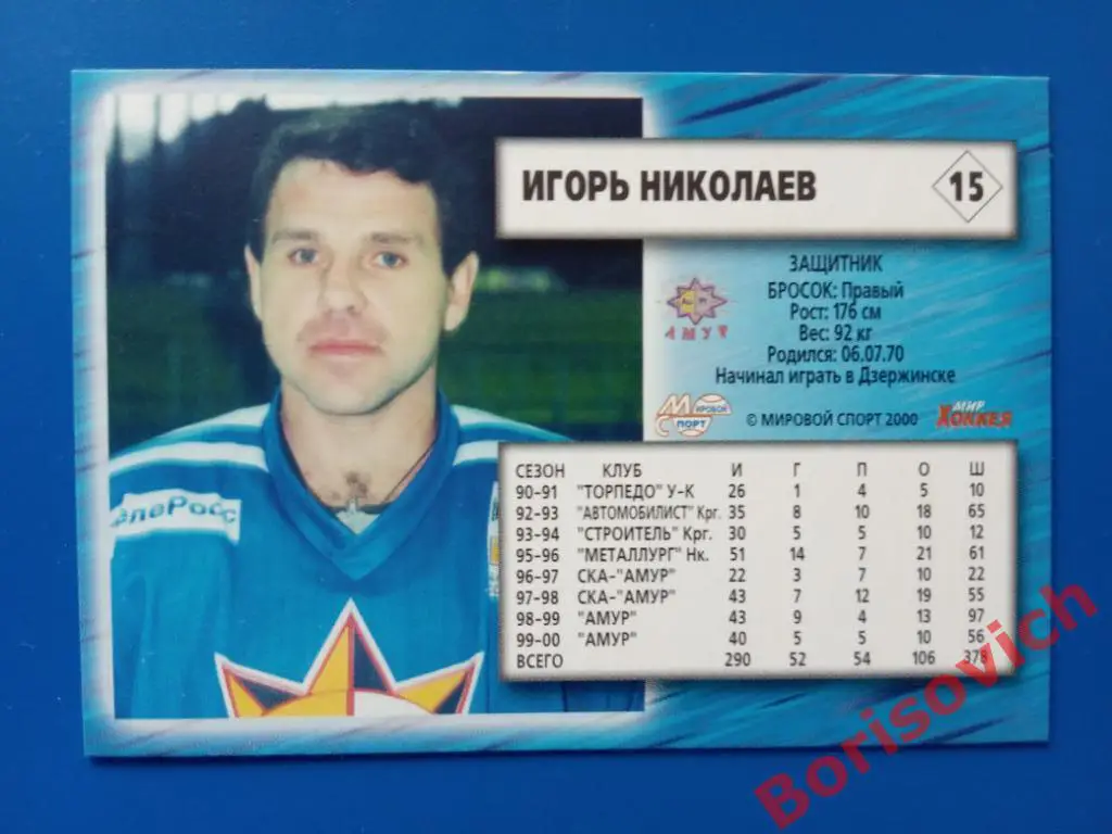 Игорь Николаев Амур Хабаровск Российский хоккей Сезон 2000-2001 N 15 1