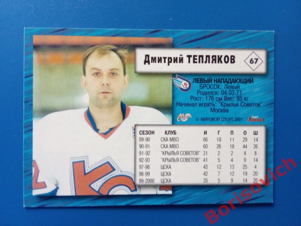 Дмитрий Тепляков Крылья Советов Москва Российский хоккей Сезон 2000-2001 N 67 1