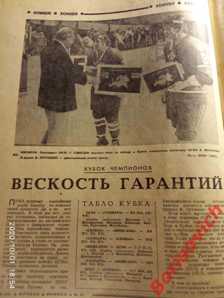 Футбол Хоккей N 35 1980 ЦСКА Динамо Рига Торпедо Горький Минск Ростов Зенит 1