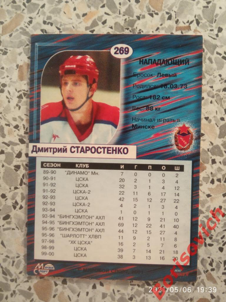 Дмитрий Старостенко ЦСКА Москва Мировой спорт N 269 2000-2001 1