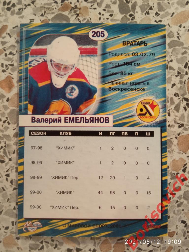 Валерий Емельянов Химик Воскресенск Мировой спорт N 205 2000-2001 1
