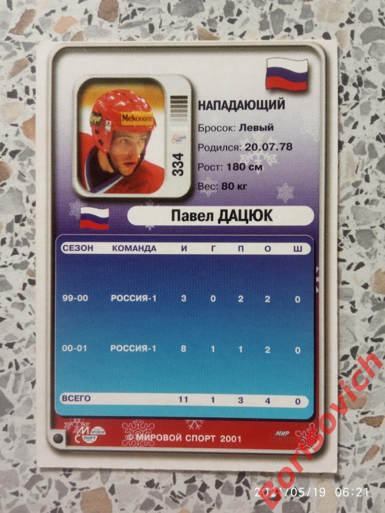 Павел Дацюк Россия Мировой спорт N 334 2000-2001 1