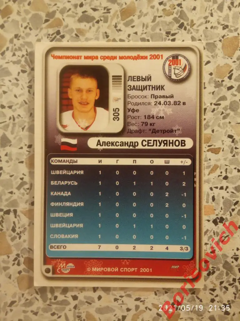 Александр Селуянов Россия Сезон 2000-2001 N 305 1