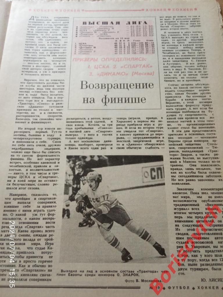 Футбол Хоккей N 19 1981. Спартак Динамо Москва Тбилиси Карл Цейсс Трактор Знарок 1