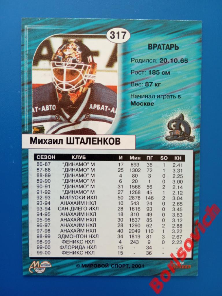 Михаил Шталенков Динамо Москва Суперлига Сезон 2000-2001 N 317 1
