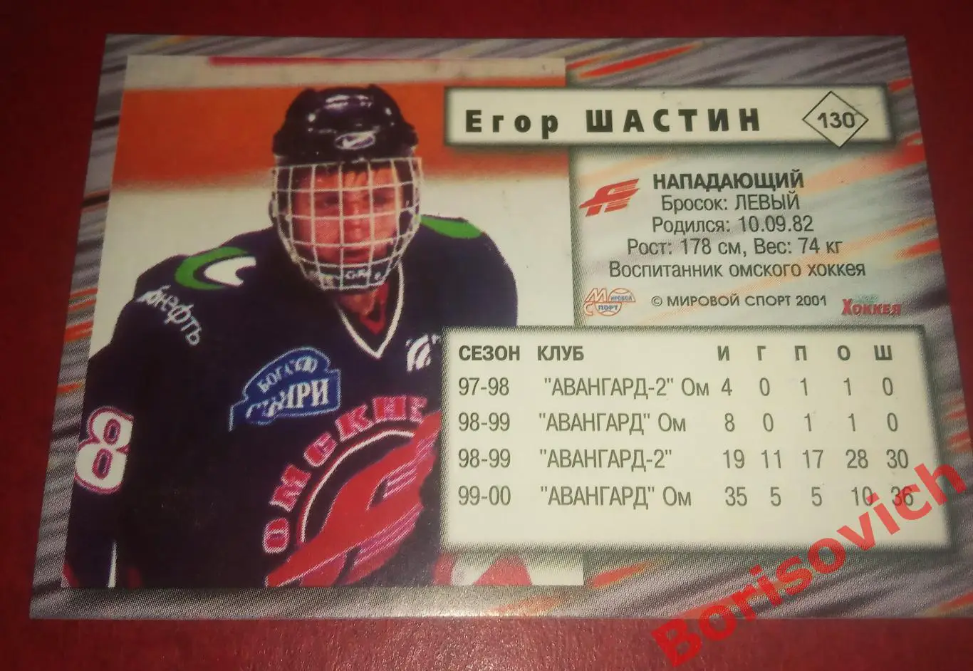 Егор Шастин Авангард Омск Мировой спорт N 130 2000-2001 1