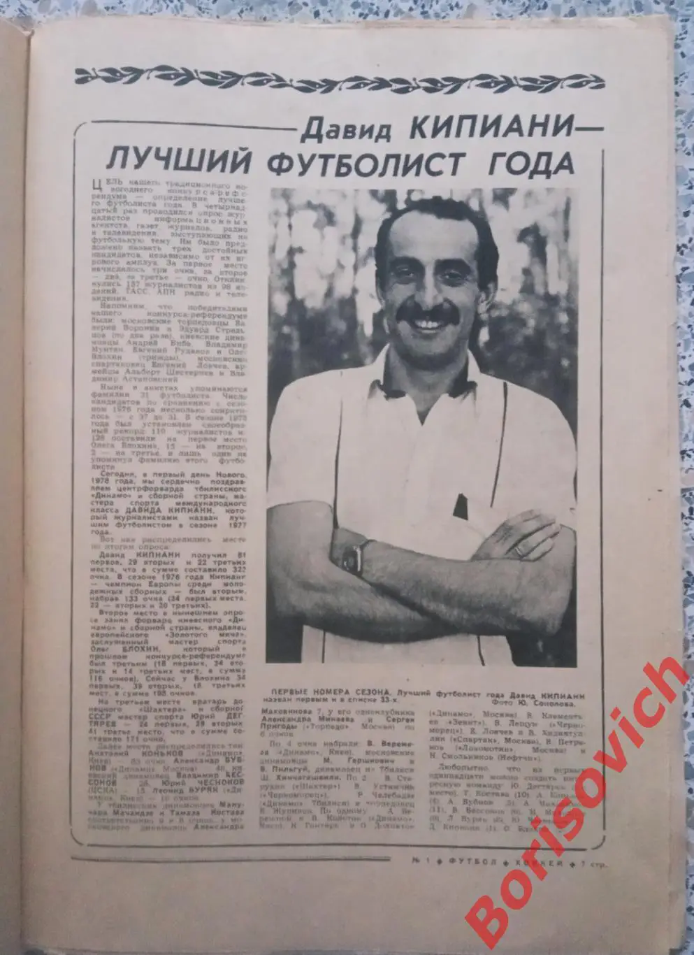 Футбол - Хоккей N 1 1978 Давид Кипиани - лучший футболист года 1