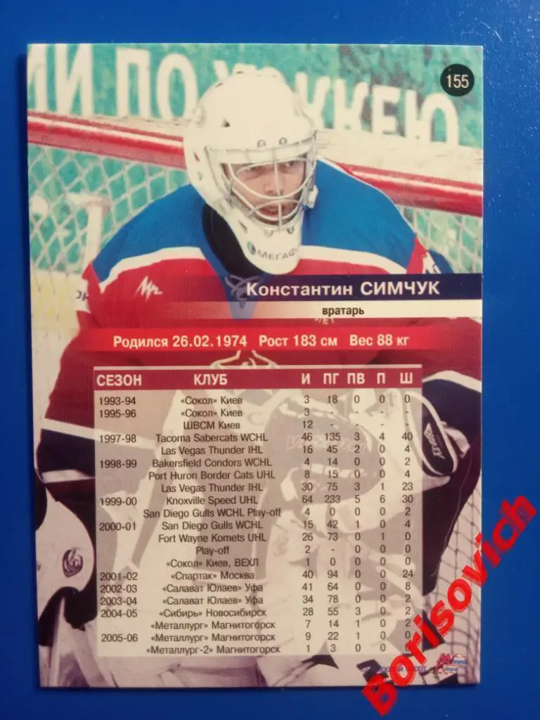 Константин Симчук ЦСКА Москва Спартак Сезон 2006-2007 N 155 1