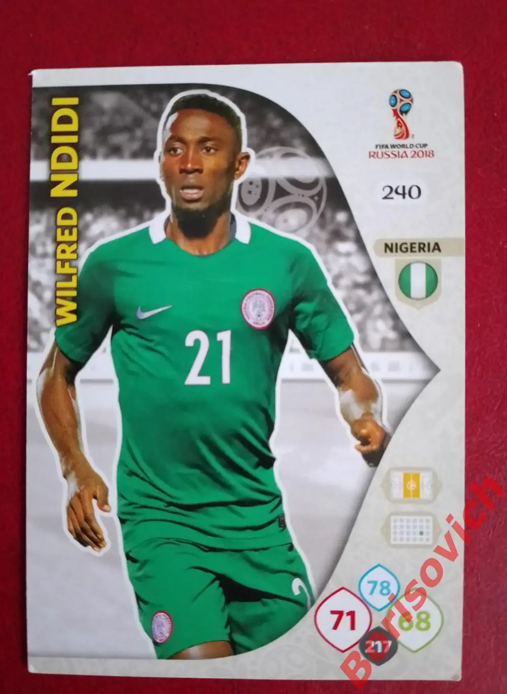 Карточка WILFRED NDIDI Нигерия FIFA World Cup RUSSIA 2018 Adrenaline XL