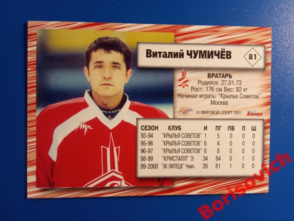 Виталий Чумичёв Спартак Москва Российский хоккей Сезон 2000-2001 N 81 1