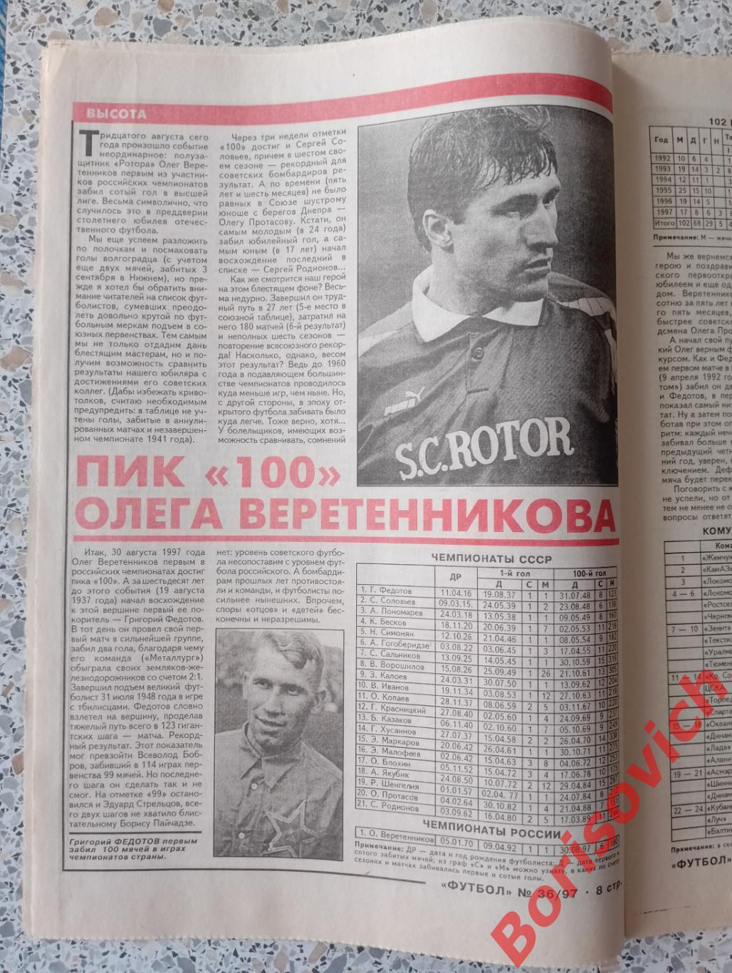Футбол 1997 N 36Ротор Олег Веретенников 1