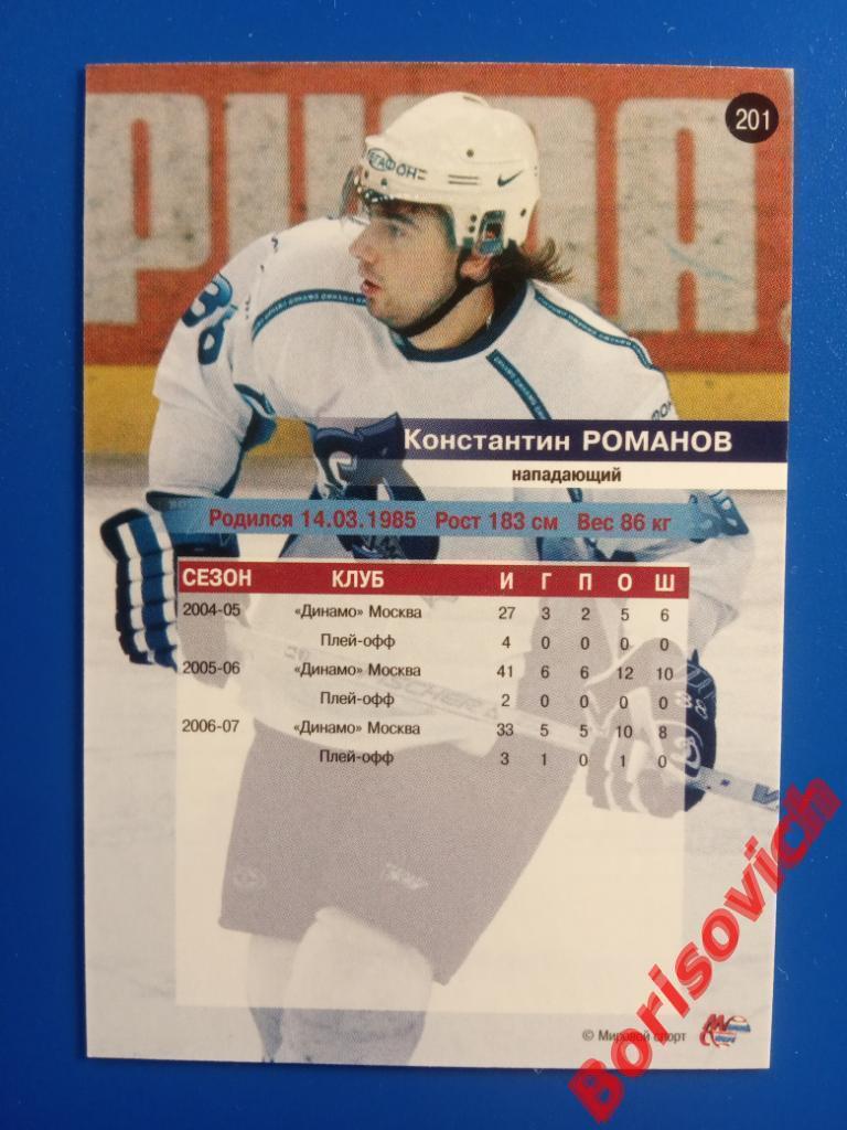 Константин Романов Динамо Москва Сезон 2006-2007 N 201 1