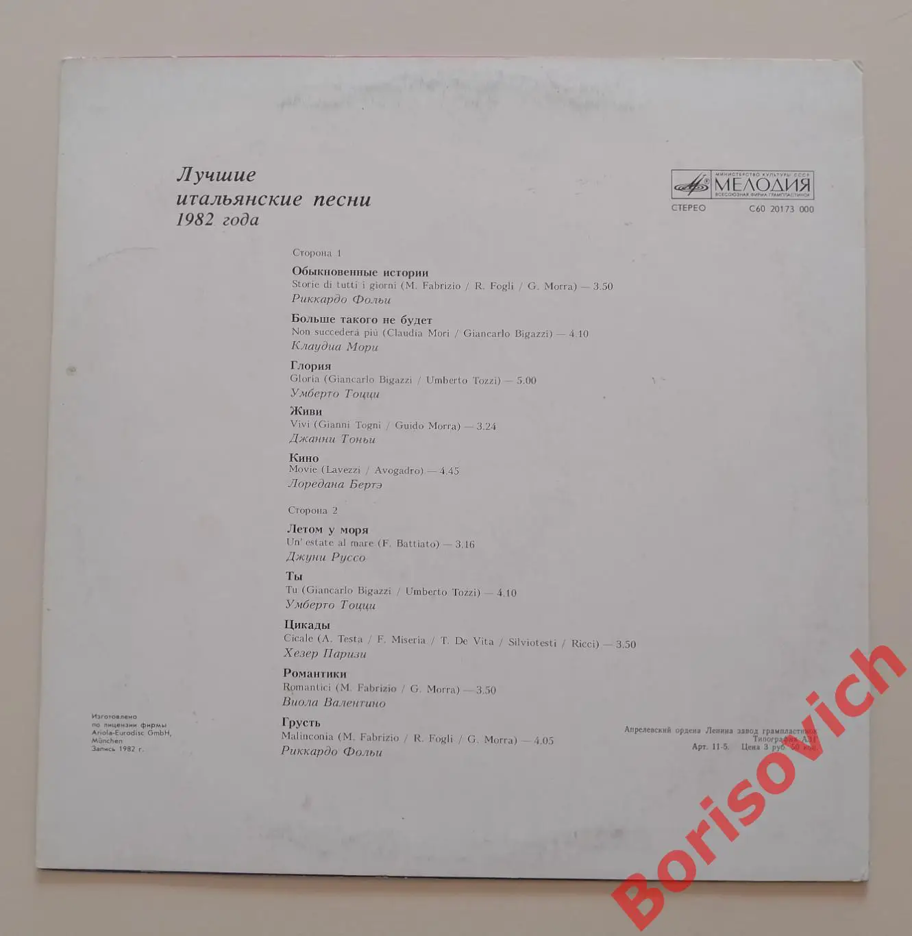 ITALO - HITS ЛУЧШИЕ ИТАЛЬЯНСКИЕ ПЕСНИ 1982 1