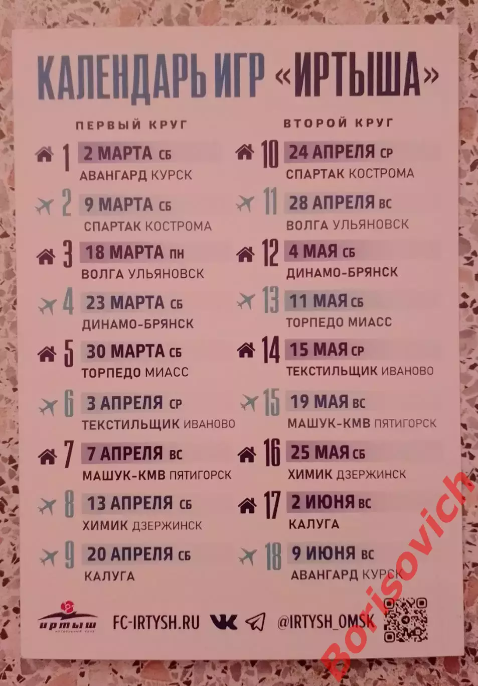 Календарь игр ФК Иртыш Омск Дмитрий Сычёв 1