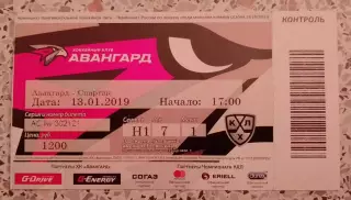 Билет Авангард Омская область - Спартак Москва 13-01-2019