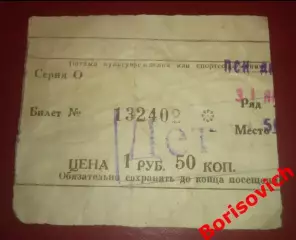 Билет Дизелист Пенза - Спартак Москва 31-01-2001