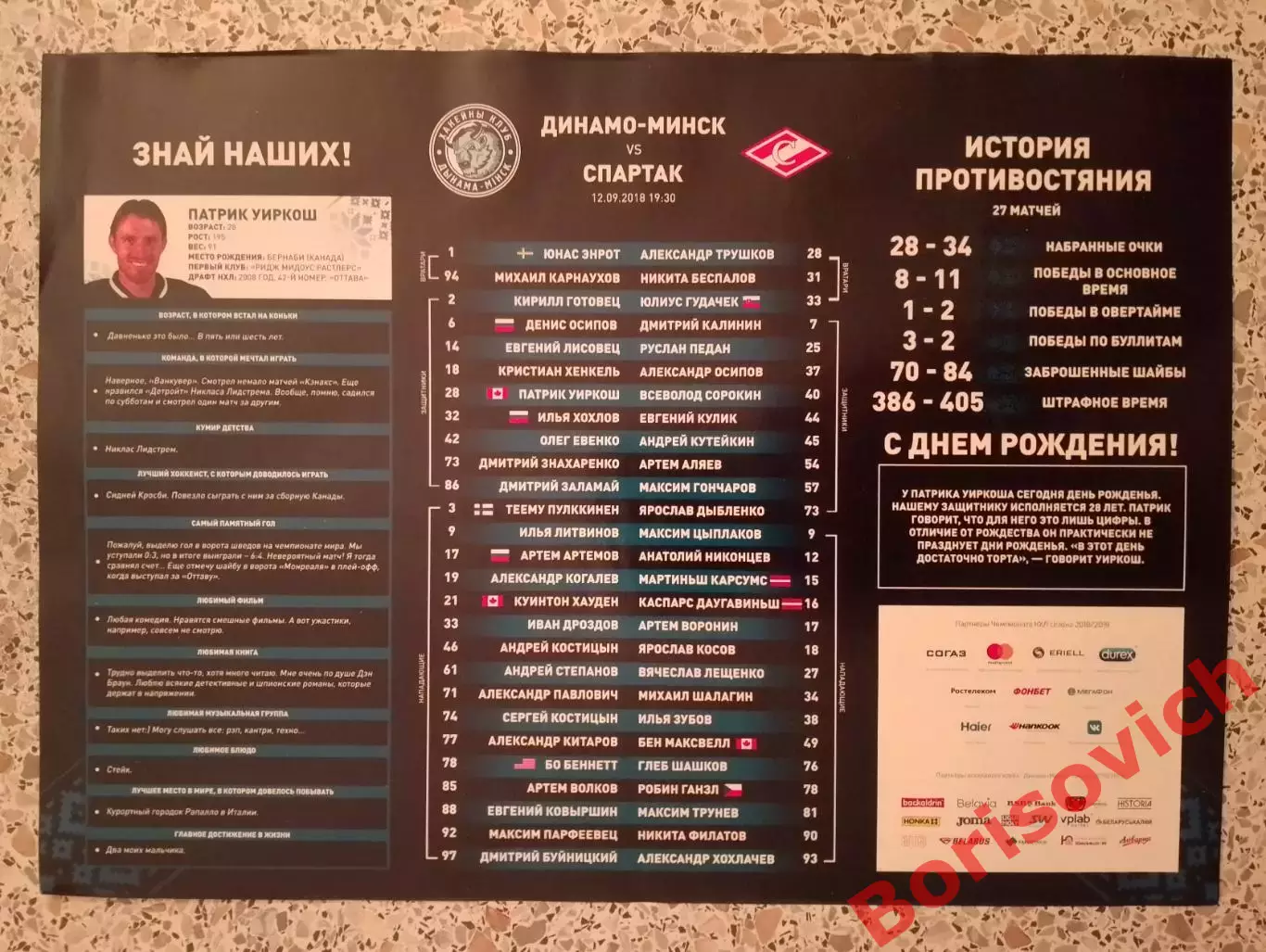 Динамо Минск - Спартак Москва 12-09-2018