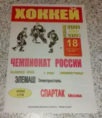 Элемаш Электросталь - Спартак Москва 18-11-2000 ОБМЕН