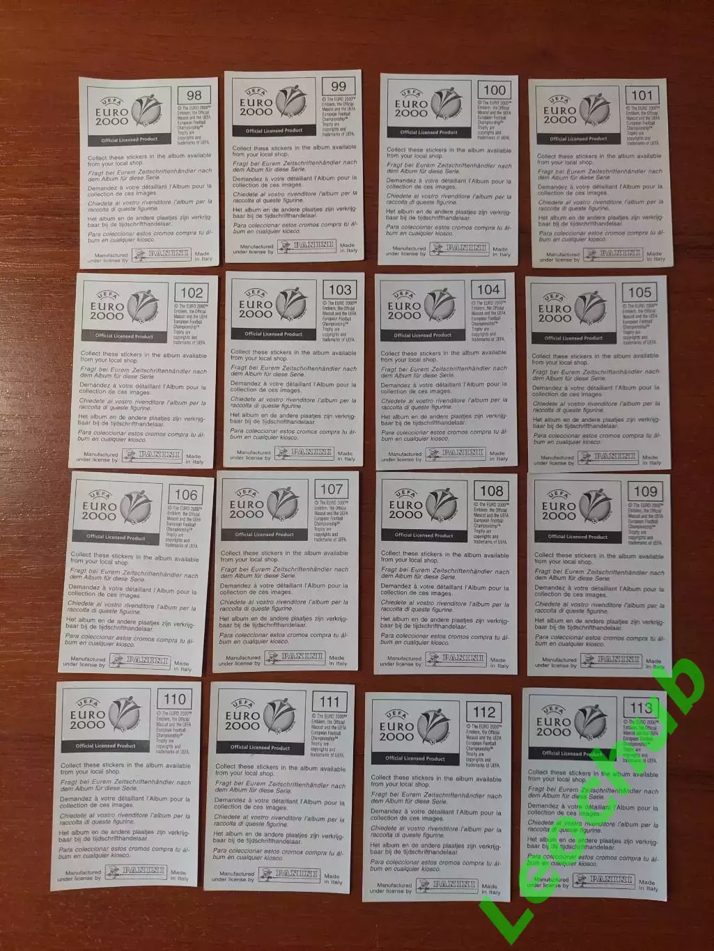 Наклейки Panini. ЧЄ 2000. Команда Бельгії. 1