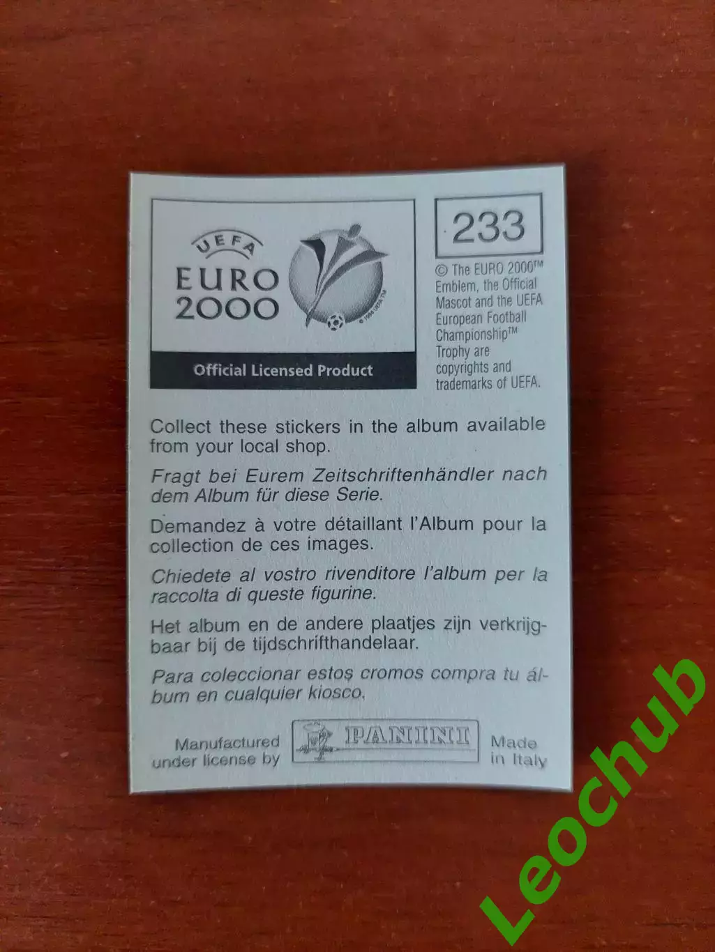 Наклейки Panini. ЧЄ 2000. Емблема Норвегії. 1