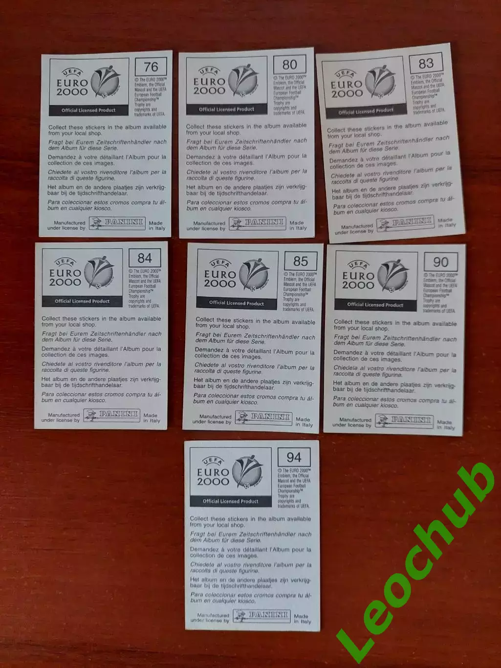 Наклейки Panini. ЧЄ 2000. Команда Англії. 1