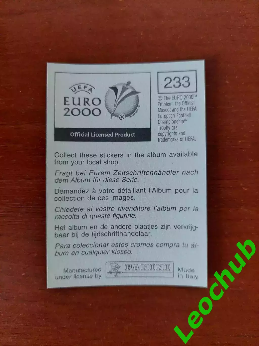 Наклейки Panini. ЧЄ 2000. Емблема Норвегії. 1