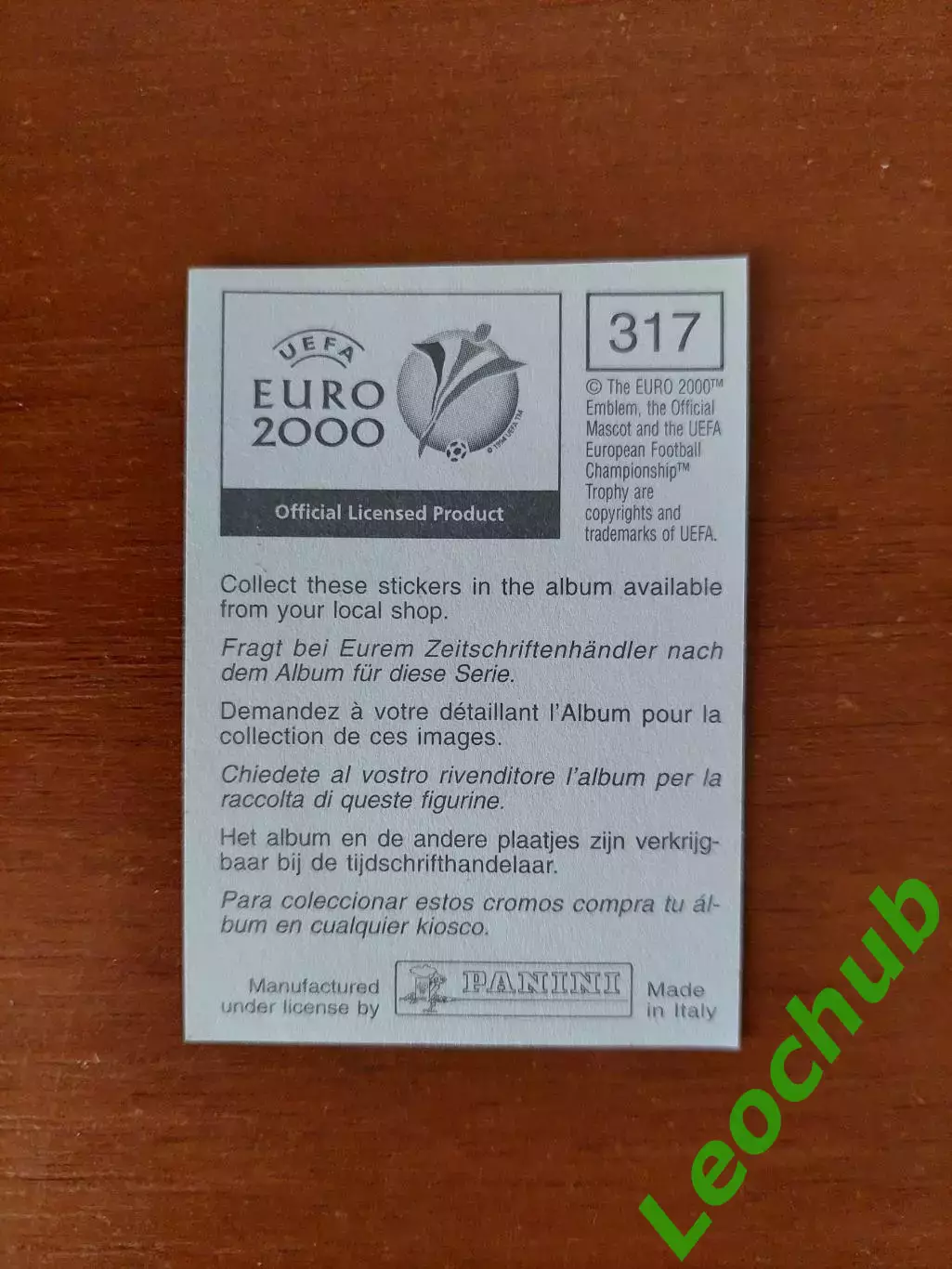 Наклейки Panini. ЧЄ 2000. Емблема Данії. 1