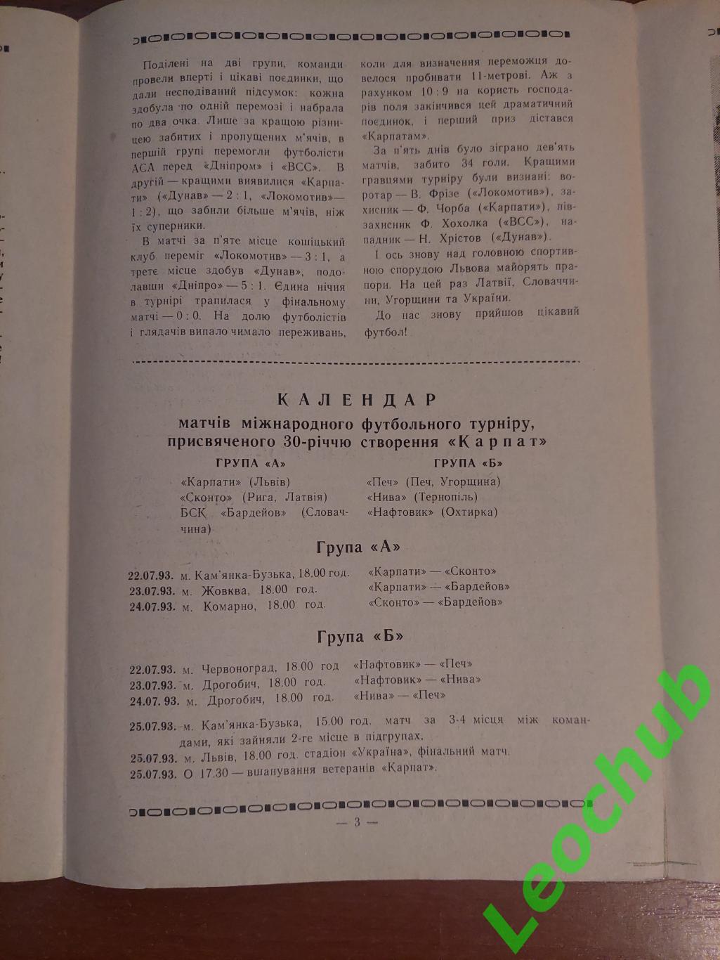 Міжнародний турнір з футболу до 30-річчя Карпат. 2