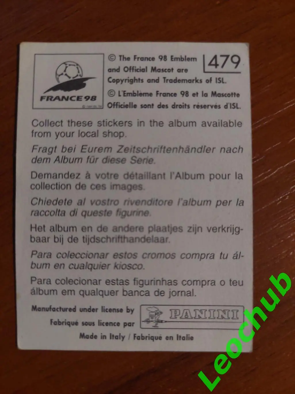 Наклейки Panini.ЧС Франція 1998. Найджел Мартін (Англія) 1