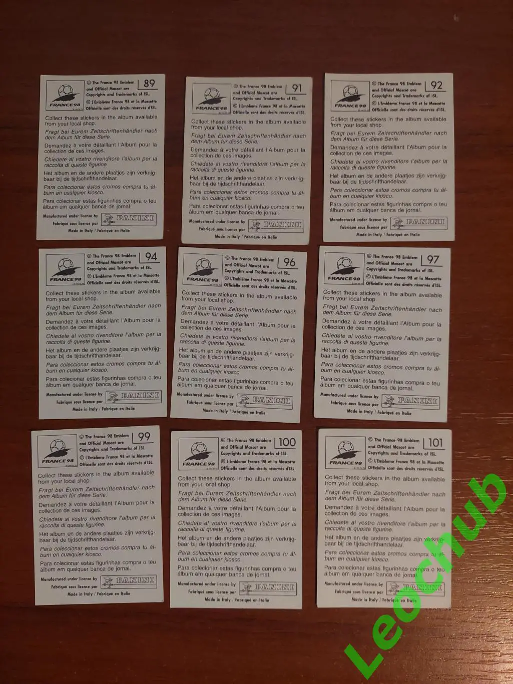 Наклейки Panini. ЧС Франція 1998. Команда Італії. 1