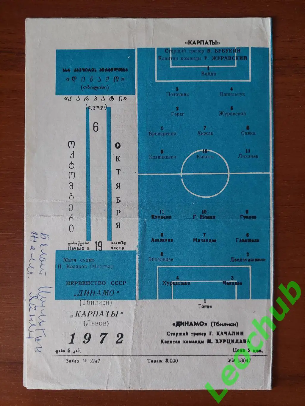 Динамо(Тбілісі) - Карпати(Львів) 06.10.1972 1
