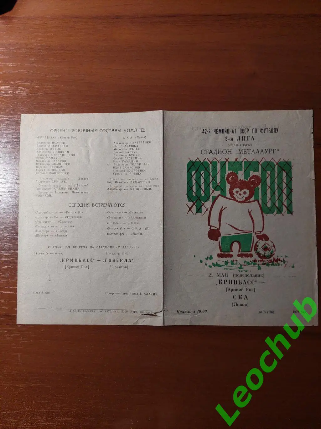 Кривбас(Кривий Ріг) - СКА(Львів) 21.05.1979