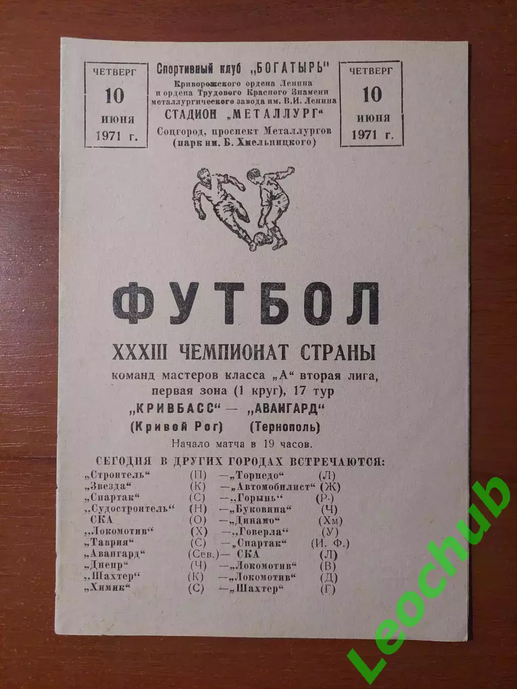 Кривбас(Кривий Ріг) - Авангард(Тернопіль) 10.06.1971
