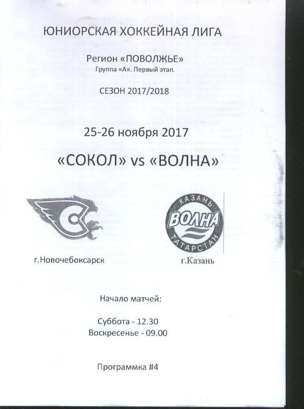 Сокол Новочебоксарск - Волна Казань 25-26.11.2017