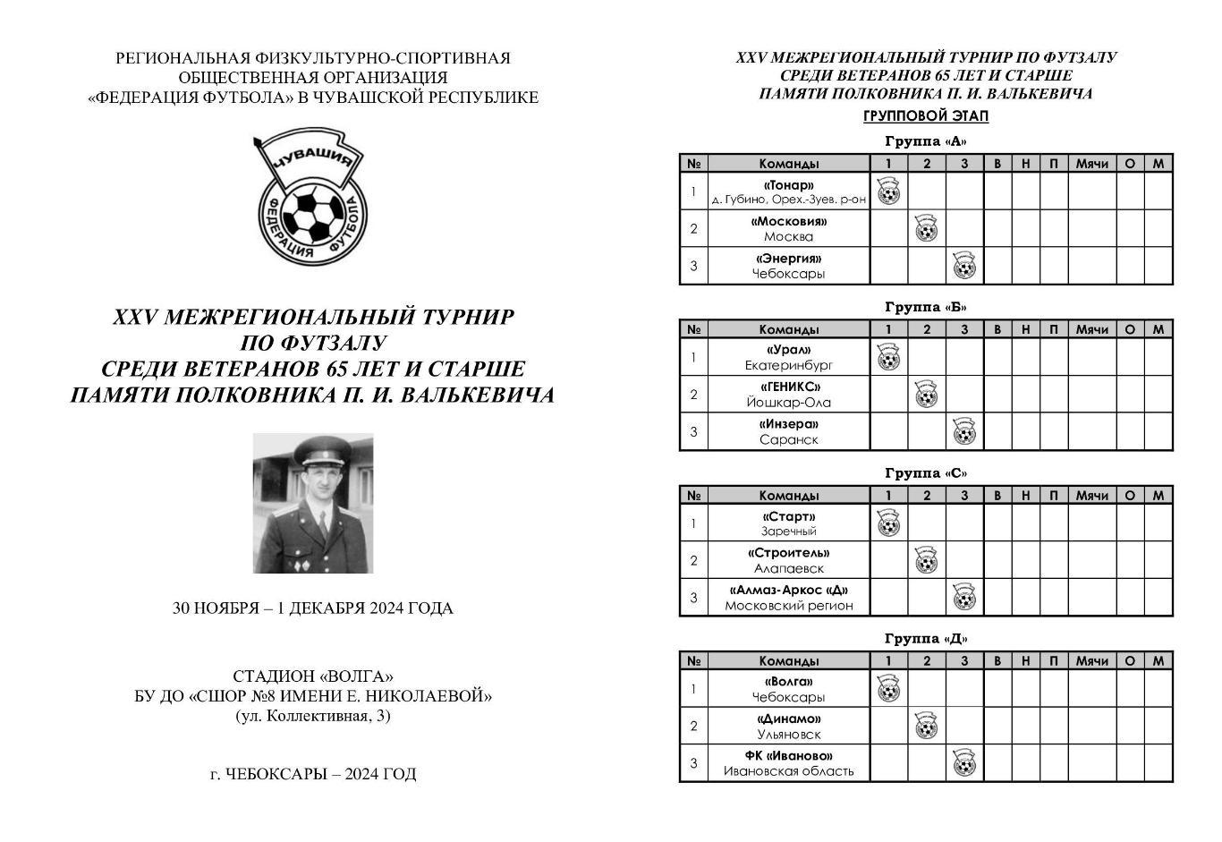 Комплект программ с турниров ветеранов. Чебоксары. 2024 год 2